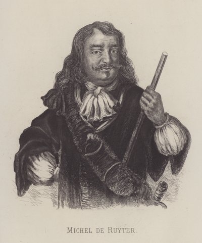 Michiel de Ruyter, almirante holandês (litho) de German School