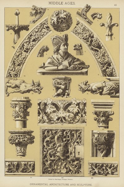 Idade Média, Arquitectura Ornamental e Escultura (cor litho) de German School