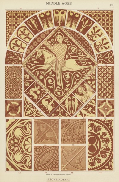 Idade Média, Mosaico de Pedra (cor litho) de German School