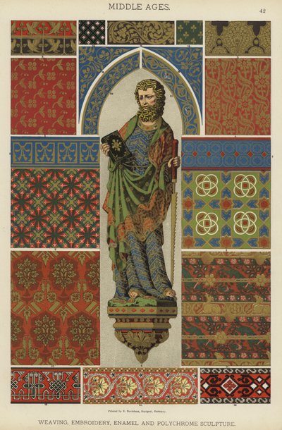 Idade Média, Tecelagem, Bordado, Esmalte e Escultura Policromada (cor litho) de German School