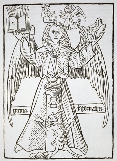 Figura mnemônica, de Ars Memorandi, c.1470, (reimpresso em 1883) ilustrado em uma história da magia publicada no final do século XIX de German School