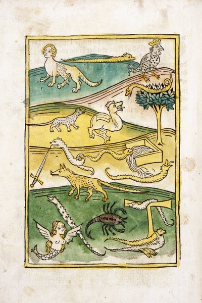 Monstros e cobras em uma paisagem, 1478 de German School