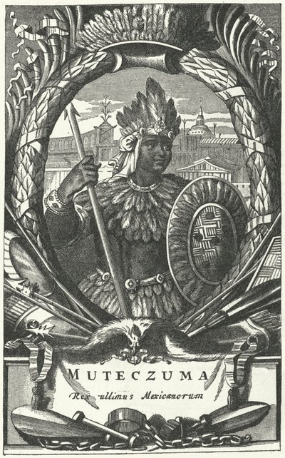 Montezuma II, Imperador Asteca (gravura) de German School