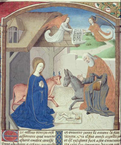 Sra. Hunter 36 f.55v Sagrada Família, de Vita Christi, por Ludolf da Saxônia, c.1300-7778 de German School