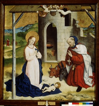 ""Nativite"" (A Adoração do Menino Jesus) Distemper da escola alemã. 1470-1480 Museu Pushkin, Moscou de German School