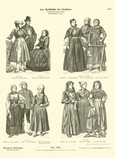 Trajes alemães do norte, final do século XIX de German School