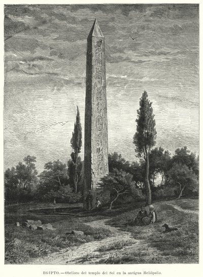 Obelisco do Antigo Templo Egípcio do Sol em Heliópolis (Litho) de German School