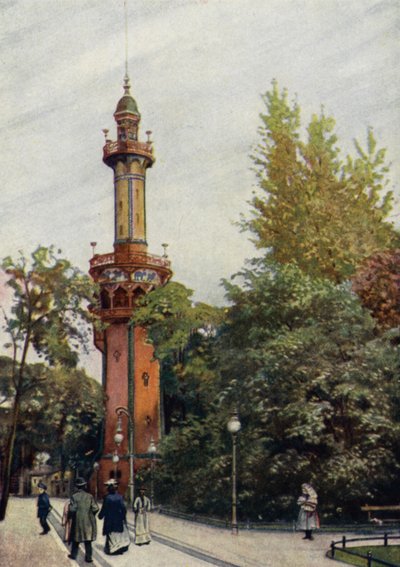 Torre de observação, Jardim Zoológico de Berlim, Alemanha (cor litho) de German School