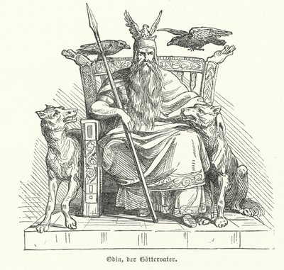 Odin, deus da mitologia nórdica (gravura) de German School