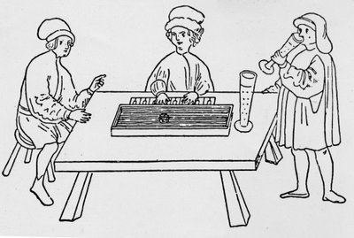 Um dos primeiros desenhos a representar um Clavicord. Weimar, do século XV. de German School