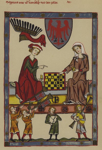 Otto IV, Marquês de Brandenburgo e sua esposa, Hedwig de Holstein (cor litho) de German School