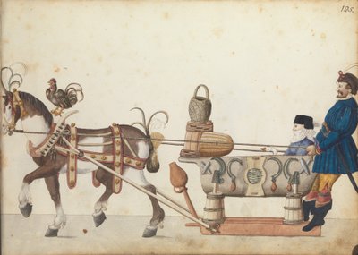 Concurso de trenó no desfile, c.1640 (caneta e tinta, aquarela e lavagens) de German School