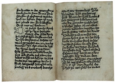 Páginas de uma cópia alemã de "Notável Roma, História e Descrição de Roma", de Giles pseudo-romano, possivelmente publicado por Ulrich Han, Roma, c.1475 de German School