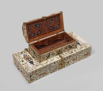 Caixão de casamento pintado de marfim, 1600-99 de German School