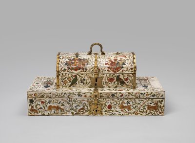 Caixão de casamento em marfim pintado, 1600-99 de German School