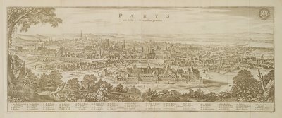 Vista panorâmica de Paris em 1620, de Topographia Galliae por Martin Zeiller (1589-1661) publicou 1655 de German School