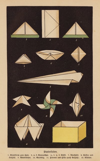 Dobragem de papel (litografia a cores) de German School