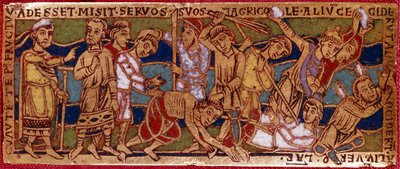 Parábola dos trabalhadores da videira ou parábola dos trabalhadores da décima primeira hora. Placa de esmalte sobre cobre. Escola de Rhenane. Século XII. Florença, Nazionale Museo del Bargello. de German School