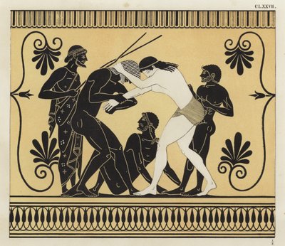 Peleu e Atalanta lutando de German School