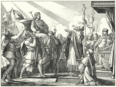 Pepin, o Curto proclamado Rei dos Francos, 751 (gravura) de German School