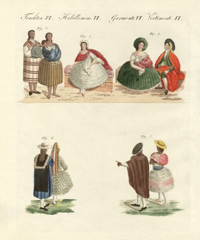 Vestidos peruanos (gravura colorida) de German School