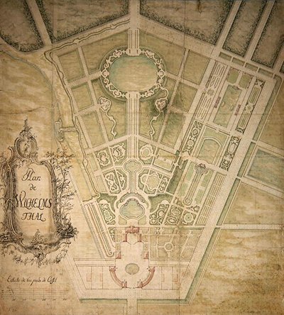 Plano de Wilhelmsthal (caneta, tinta e aquarela sobre papel) de German School