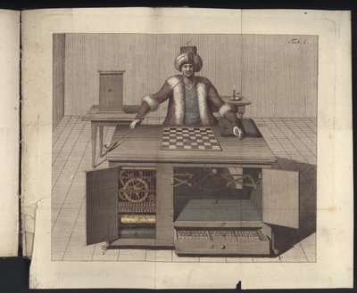 Placa I de, Sobre o jogador de xadrez do Senhor de Kempelen e sua réplica, Leipzig e Dresden: Jo. Gottl. Breitkopf, 1789 de German School