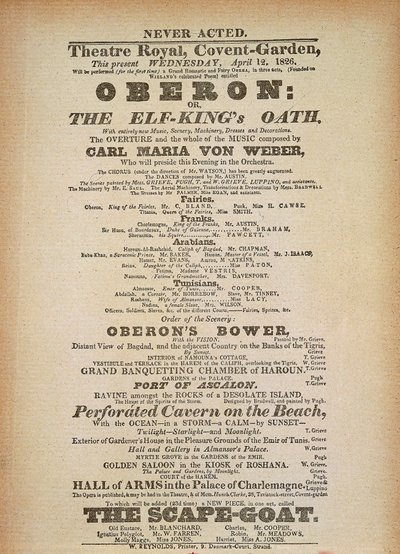 Playbill da primeira apresentação de 