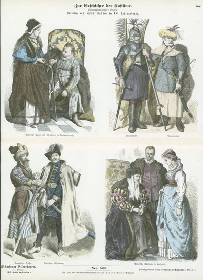 Trajes poloneses e russos, séculos XV e XVI de German School