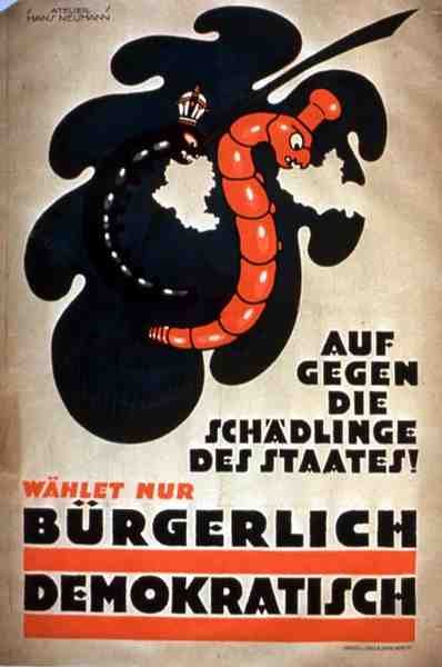 Cartaz político para o Partido Popular Democrático (cor litho) de German School