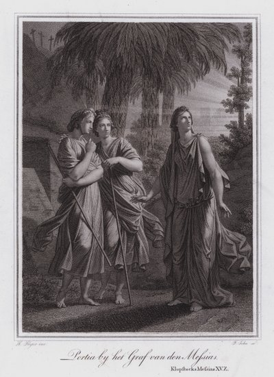 Portia no túmulo de Cristo (gravura) de German School