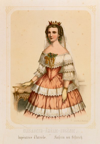 Retrato de Isabel da Baviera, imperatriz da Áustria, impresso por pe. Wentzel, Wissembourg, 1860 de German School