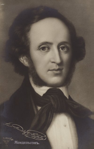 Retrato de Felix Mendelssohn de German School