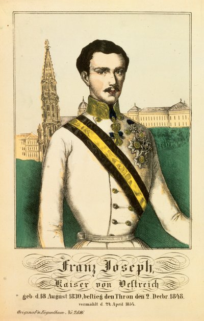 Retrato de Franz Joseph I, Imperador da Áustria, de Neuruppiner Bilderbogen, 1854 de German School