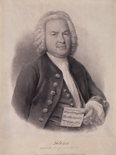 Retrato de Johann Sebastian Bach (1685-1750) gravado por FG Schlick, 1840 de German School
