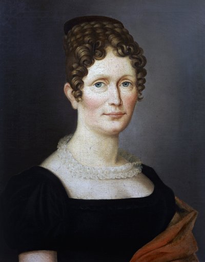 Retrato de Johanna Christiane Schumann (1767-1836), mãe do compositor alemão Robert Schumann (1810-1856), pintura do início do século XIX de artista desconhecido de German School