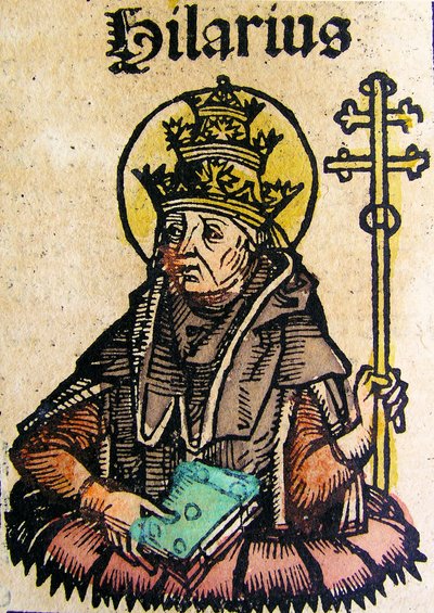 Retrato do Papa Hilarius, publicado no Nuremberg Chronicle, 1493 de German School