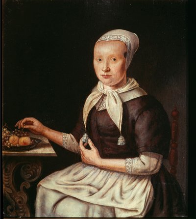 Retrato de um camponês alemão na travessa de fruta Pintura da escola alemã. Trevise do século XVII, museo civico de German School