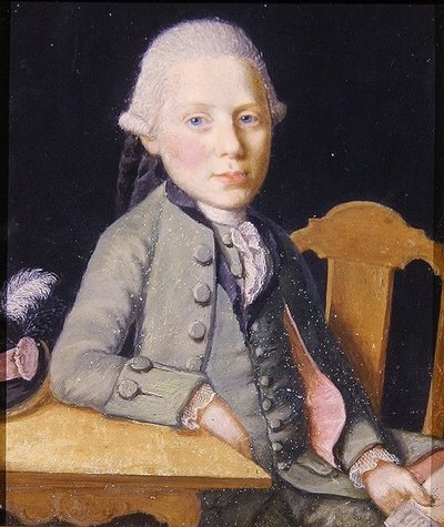 Retrato de um jovem sentado segurando uma carta, c.1750 (guache no papel) de German School