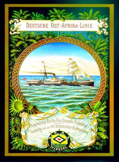 Cartaz publicitário da Linha Alemã da África Oriental, 1890 de German School