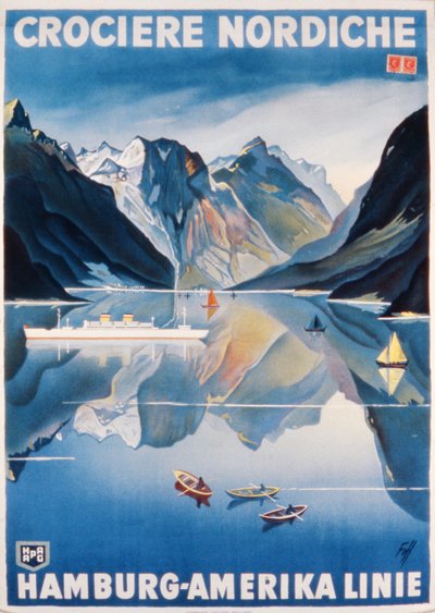 Cartaz publicitário da linha Hamburg-America de German School