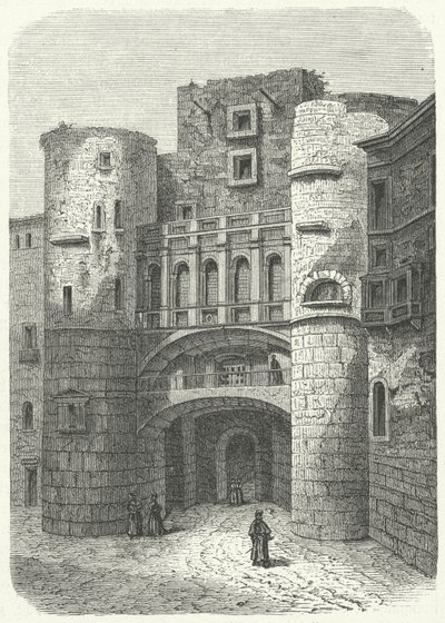 Praetoria Gate e Placa Nova, Barcelona (gravura) de German School