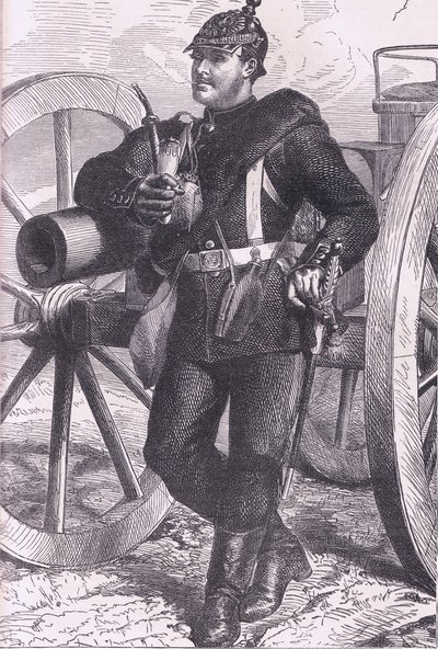 Prussian artiller man, Cassells History of the War between France and Germany publicado por Cassell and Company Limited, c.1890 (litho) de German School