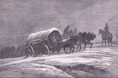Prussian field post in the snow, Cassells History of the War between France and Germany publicado por Cassell and Company Limited, c.1890 (litho) de German School