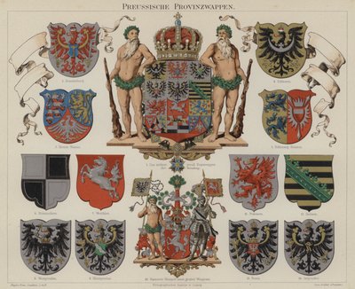 Escudos de armas da província prussiana (cor litho) de German School