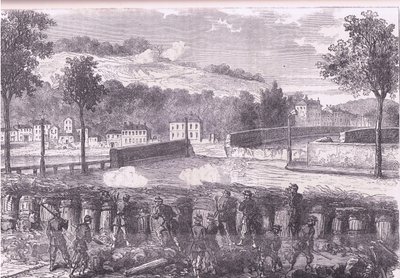 Reduto prussiano comandando a ponte de Sevres, Cassells História da Guerra entre a França e a Alemanha publicado por Cassell and Company Limited, c.1890 (litho) de German School