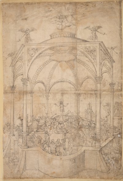 Alegoria religiosa com os sete sacramentos e os sete pecados mortais de German School