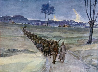 Substitutos chegando para as trincheiras, Ypres de German School