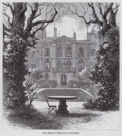 Residência do Marechal de Campo Helmuth von Moltke, comandante vitorioso dos exércitos prussianos na Guerra Franco-Prussiana, Versalhes, França (gravura) de German School