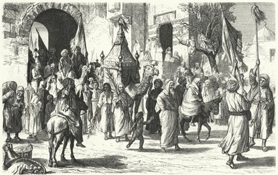 Regresso de uma caravana de peregrinos a Meca (gravura) de German School